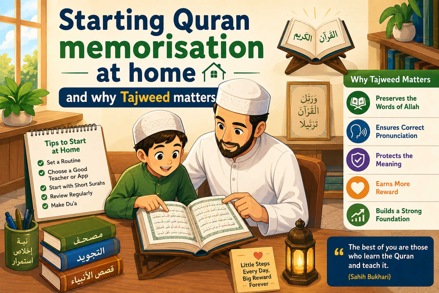 Starting Quran memorisation at home and why Tajweed matters